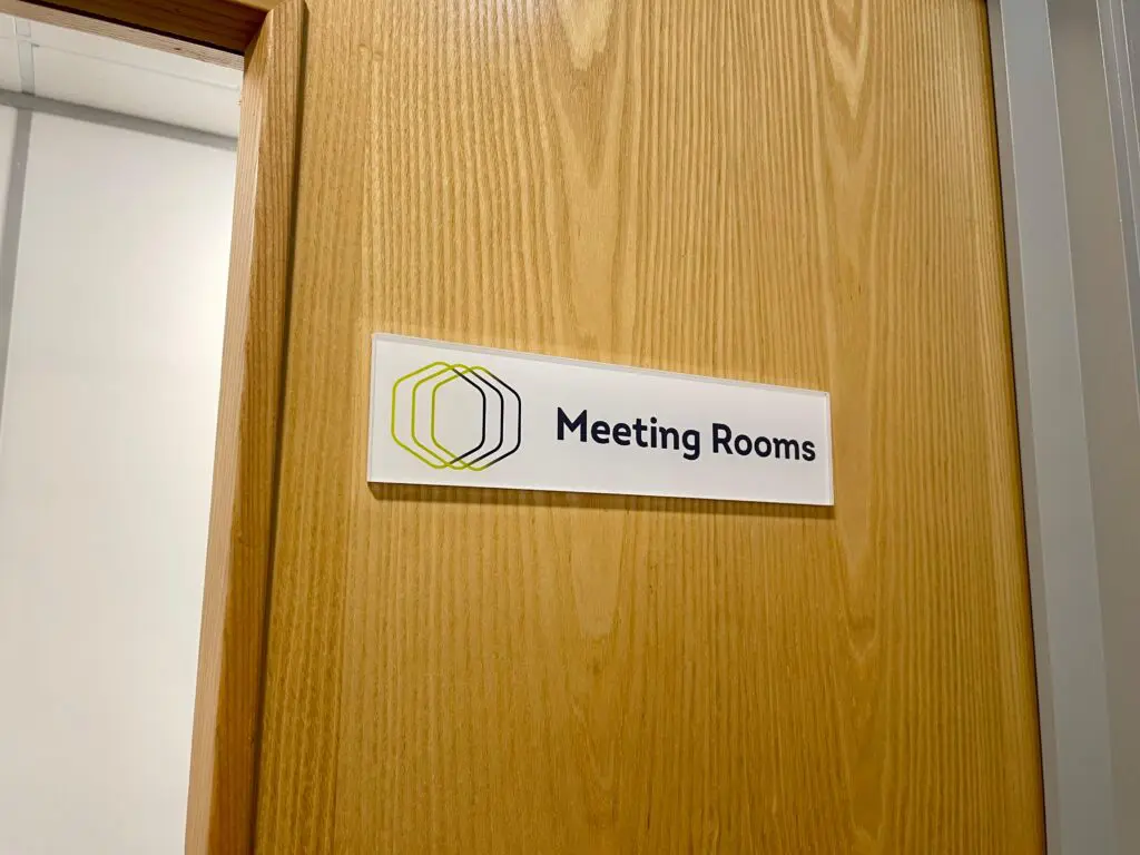 Custom directional door signs and internal office branding manufactured to help navigate the NBS headquarters in West Yorkshire.